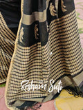 Black Golden Beige Handwoven Cotton Saree- Enchantress of The Far East