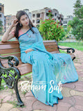 Ice Blue Handwoven Cotton Jamdani Saree - Ek Poshla Brishti