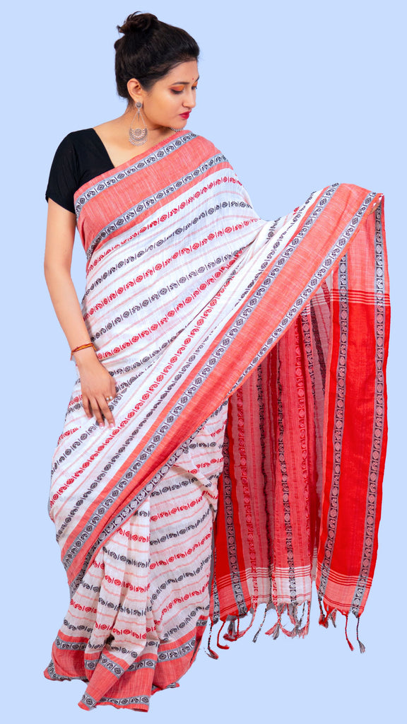 Bagru Black & White Cotton Saree, 6 m (With Blouse Piece) at Rs 750 in  Jaipur