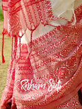 Begampuri Cotton Red White Saree - Sajda