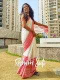 Begampuri Cotton Red White Saree - Sajda